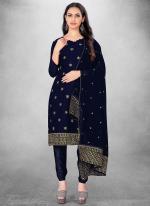Georgette Navy Blue Casual Wear Embroidery Work Churidar Suit